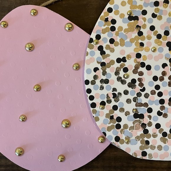 Large Wood Easter Eggs Sign Easter Decoration Spring Home GOLD PINKS BLUES Decor - Picture 15 of 15